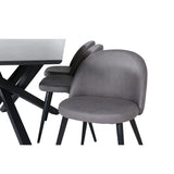 Piazza, Velvet Rektangulär matgrupp Svart,Grå, Svart, 180 x 90