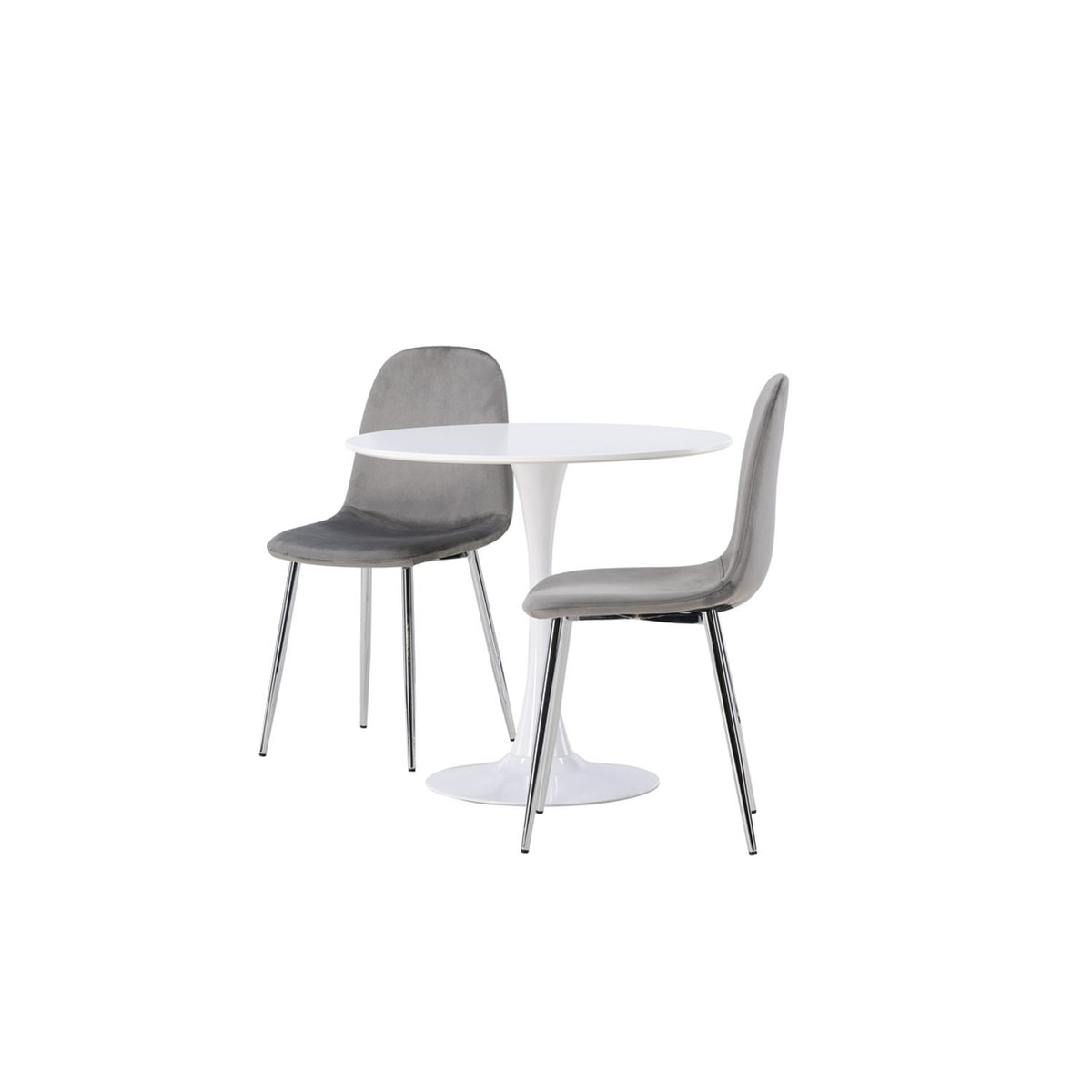 Hamden, Eva Rund matgrupp Silver, Vit, ⌀80