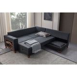 Porto (230 x 90 x 150 cm) Hörnsoffa-bäddsoffa Antracit, Vänster