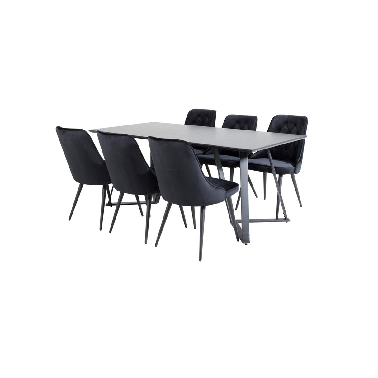 Marina, Velvet Deluxe Rektangulär matgrupp Svart, Svart, 180 x 90