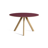 CPH 20 Ø120 × H73 cm Matbord Burgundy – linoleum, massiv ek med vattenbaserad lack