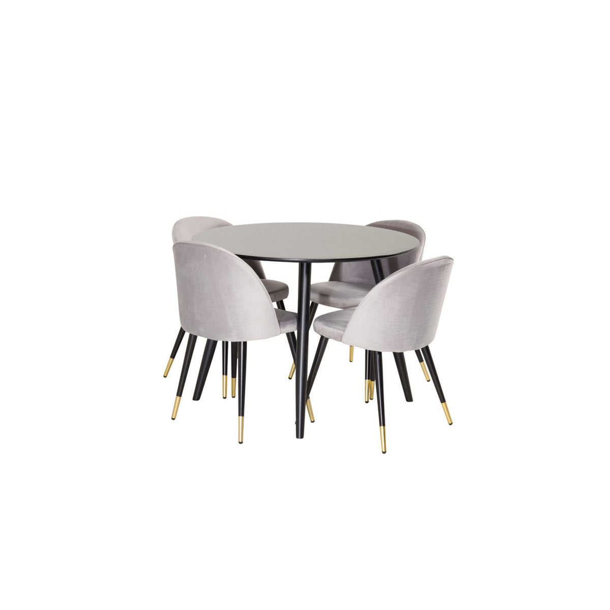 Plaza, Sammet Rund matgrupp Svart, Guld, Grå, Svart, ⌀100