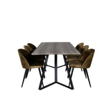 Marina, Velvet Rektangulär matgrupp Svart,Grön, Svart,Grå, 180 x 90