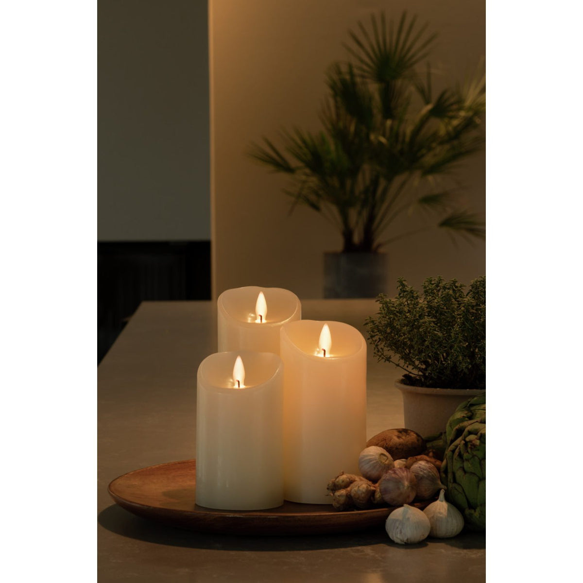 Vaxljus gräddvit, varmvit LED Timer 4/8h 2xC Dekorationsljus El 7,5x12,7 cm