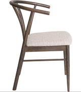 ARON Matstol i brunlackad ek, beige tyg