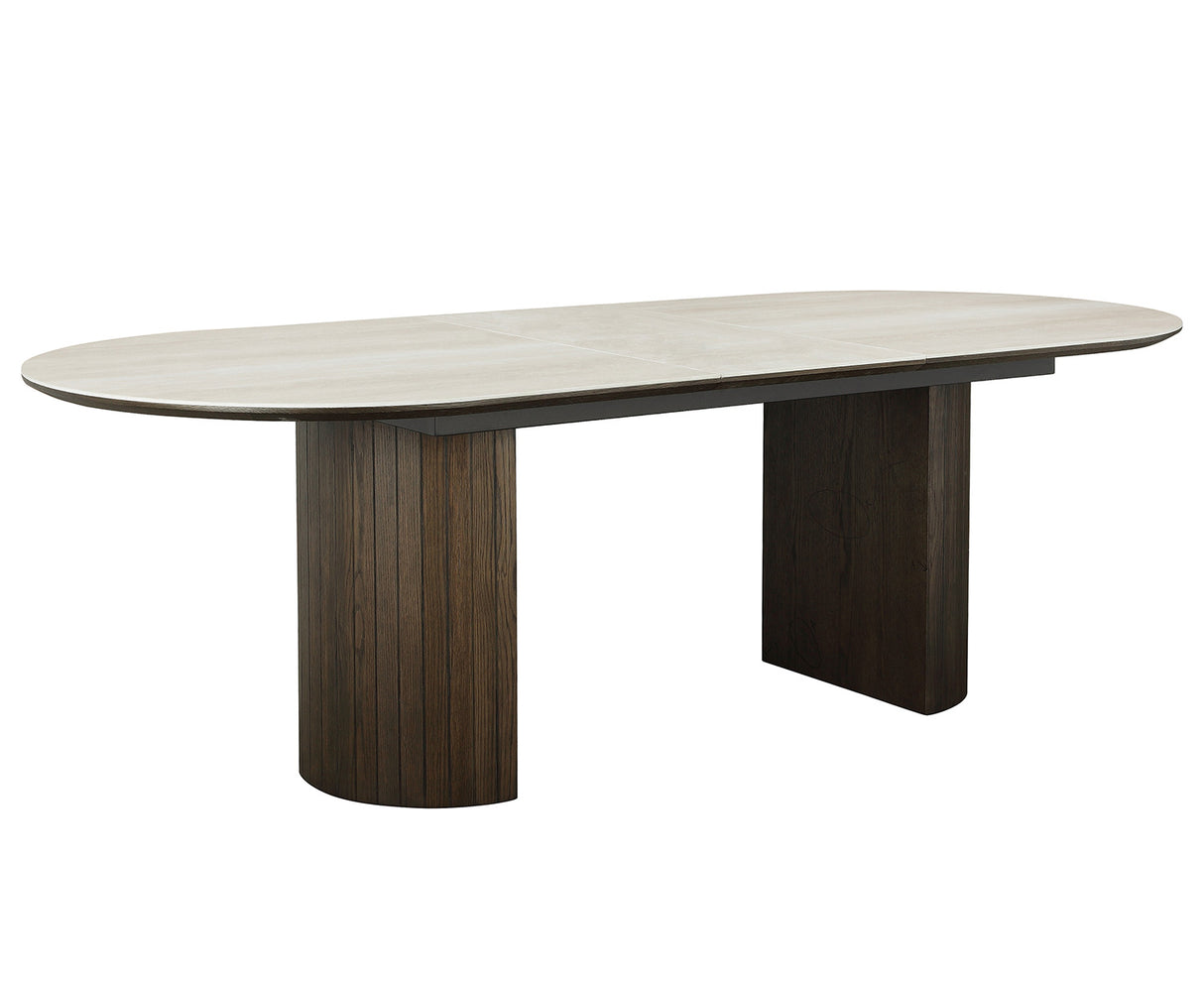 Aria Matbord 100x190-235 cm Keramisk Travertin
