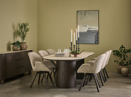 Aria Matbord 100x190-235 cm Keramisk Travertin