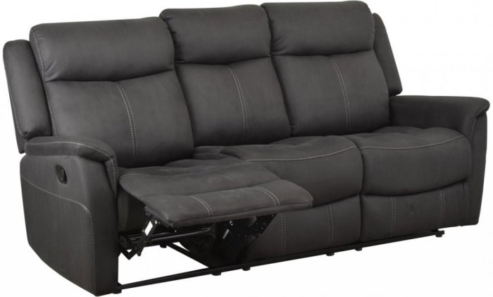 Falcon 3-Sits Reclinersoffa Grått Microfibertyg