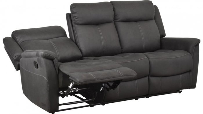 Falcon 3-Sits Reclinersoffa Grått Microfibertyg