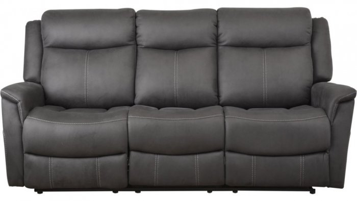 Falcon 3-Sits Reclinersoffa Grått Microfibertyg