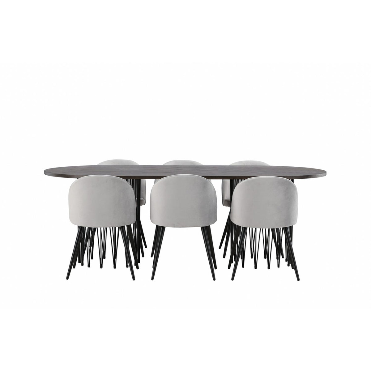 Stone, Velvet Rektangulär matgrupp Svart,Grå, Svart, Mocka, 220 x 100