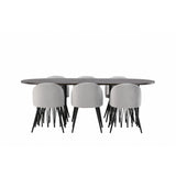 Stone, Velvet Rektangulär matgrupp Svart,Grå, Svart, Mocka, 220 x 100