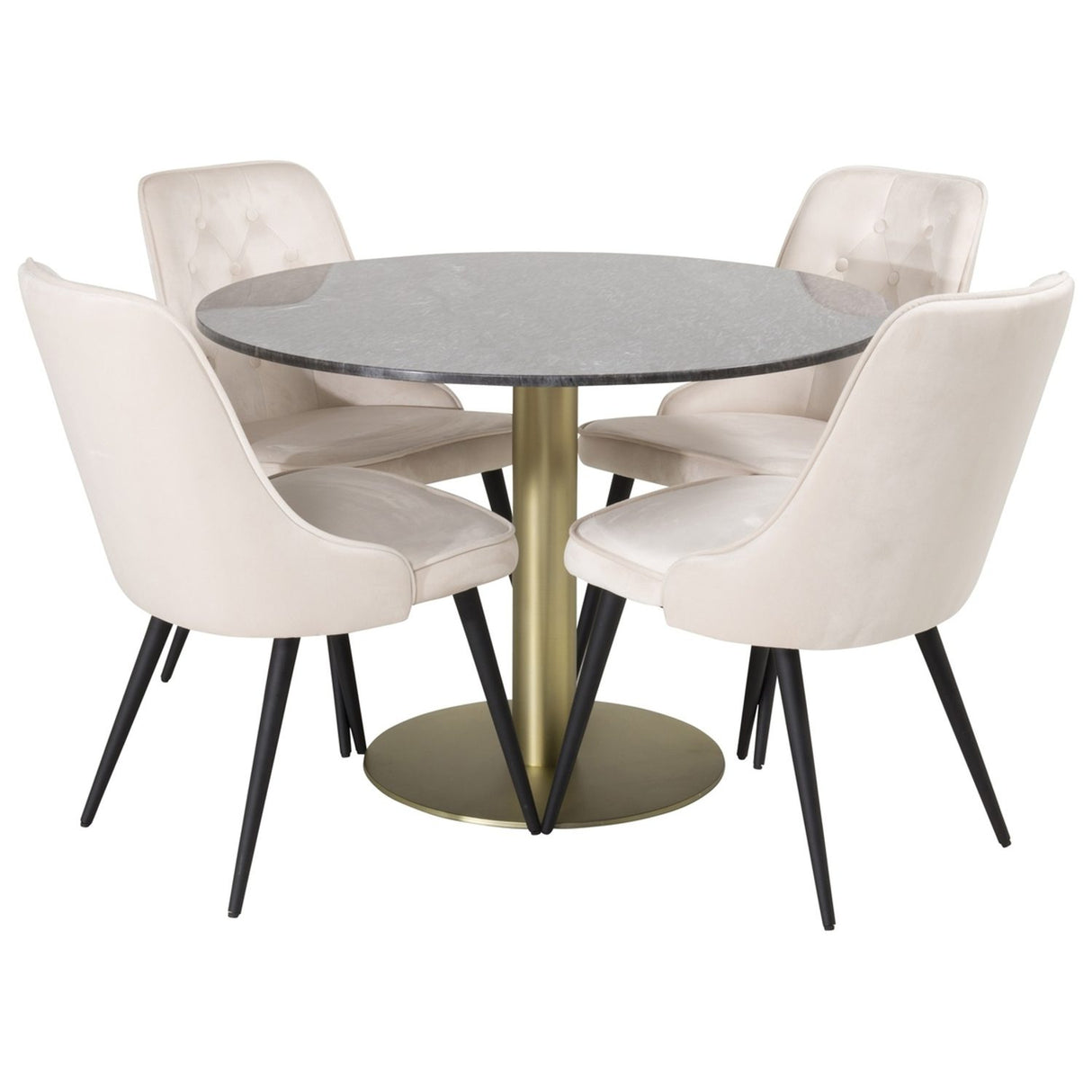 Estelle, Velvet Deluxe Rund matgrupp Beige,Svart, Guld, Mörkgrå, ⌀106