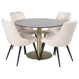 Estelle, Velvet Deluxe Rund matgrupp Beige,Svart, Guld, Mörkgrå, ⌀106