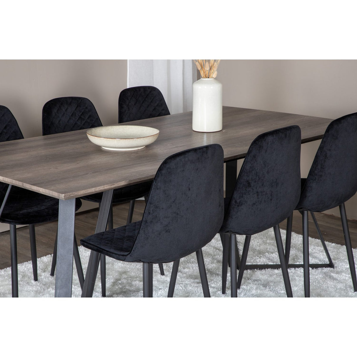 Marina, Polar Rektangulär matgrupp Svart, Svart,Grå, 180 x 90