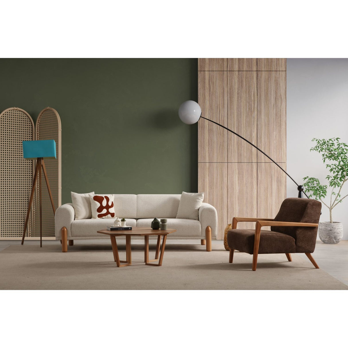 Accra 3-sits (228 x 88 x 75 cm) Creme 3-sits bäddsoffa