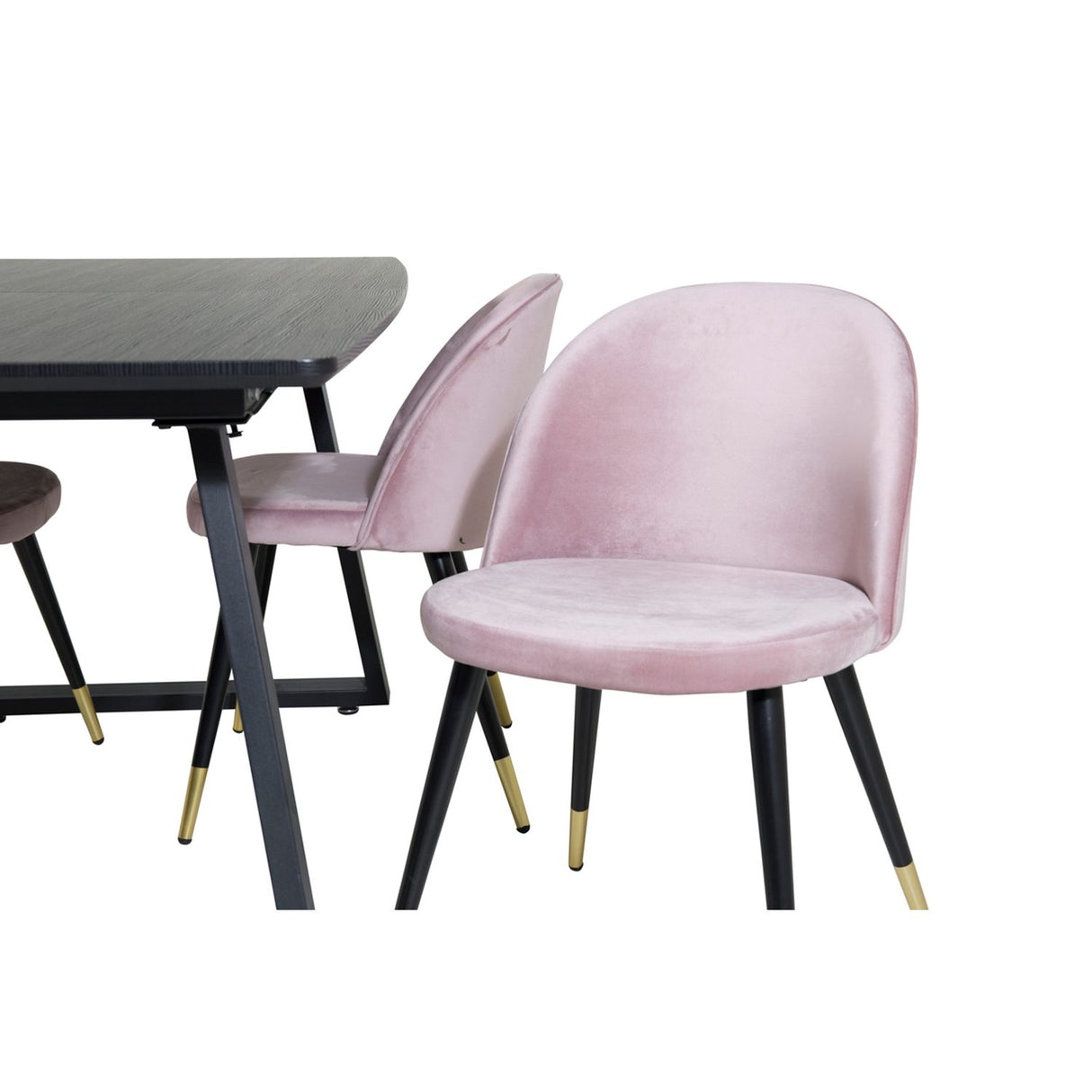 Inca, Velvet Rektangulär matgrupp Svart,Dammrosa,Guld, Svart, 160 x 85