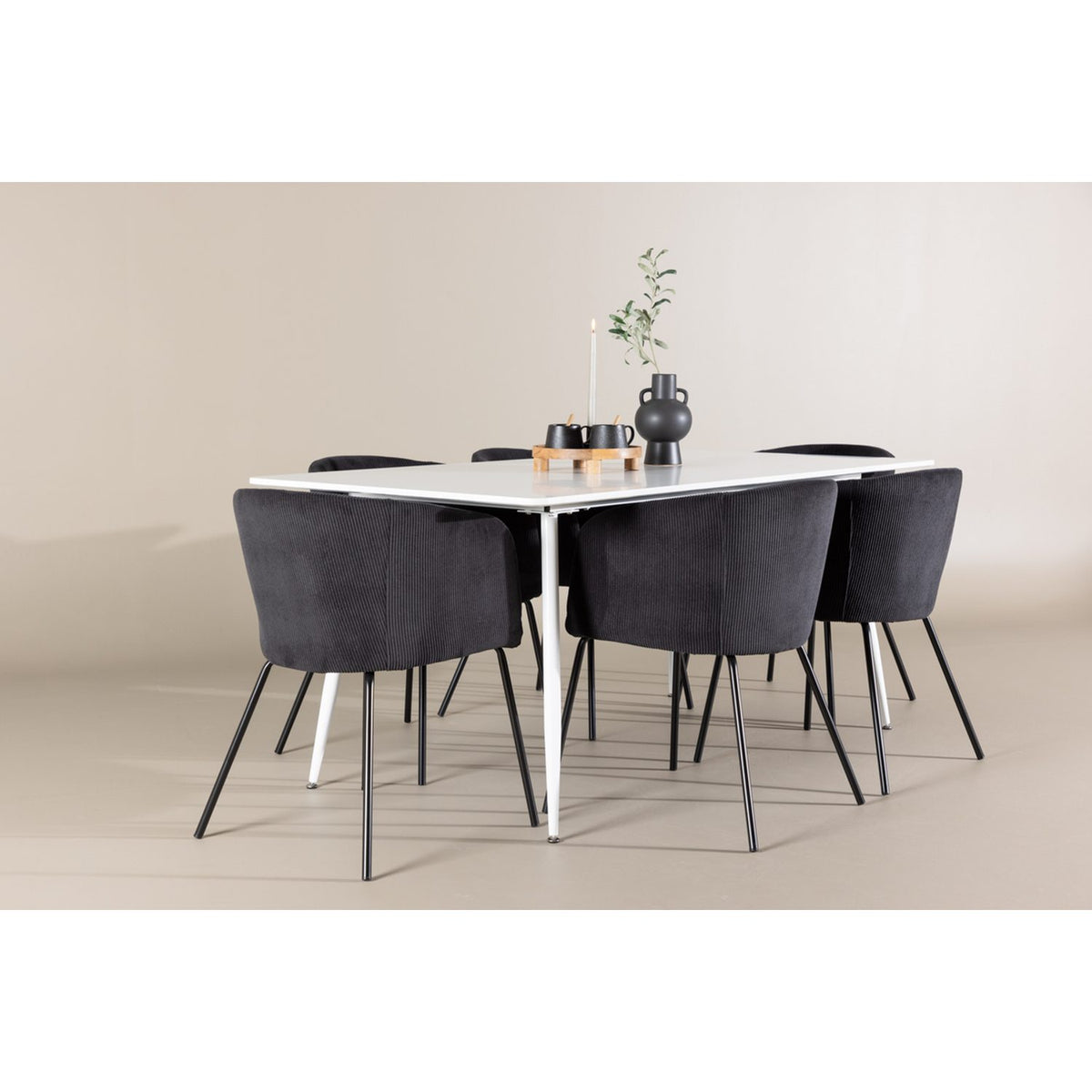 Silar, Berit Rektangulär matgrupp Svart, Vit, 180 x 90