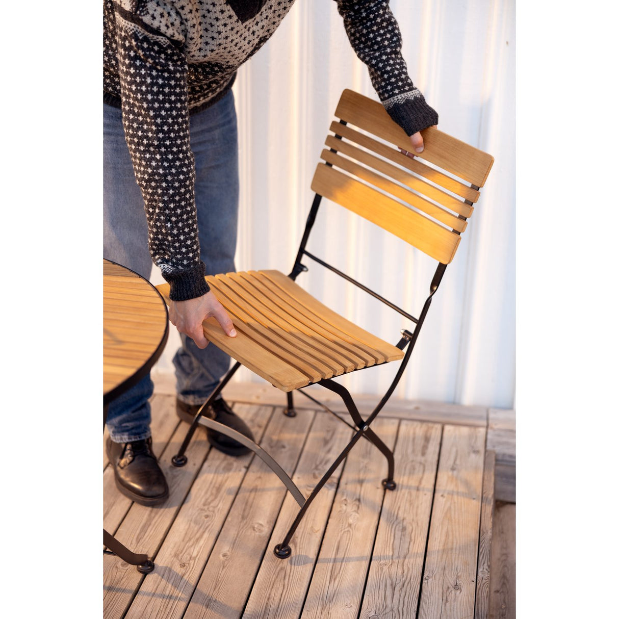 Brewer Matstol Svart/Teak