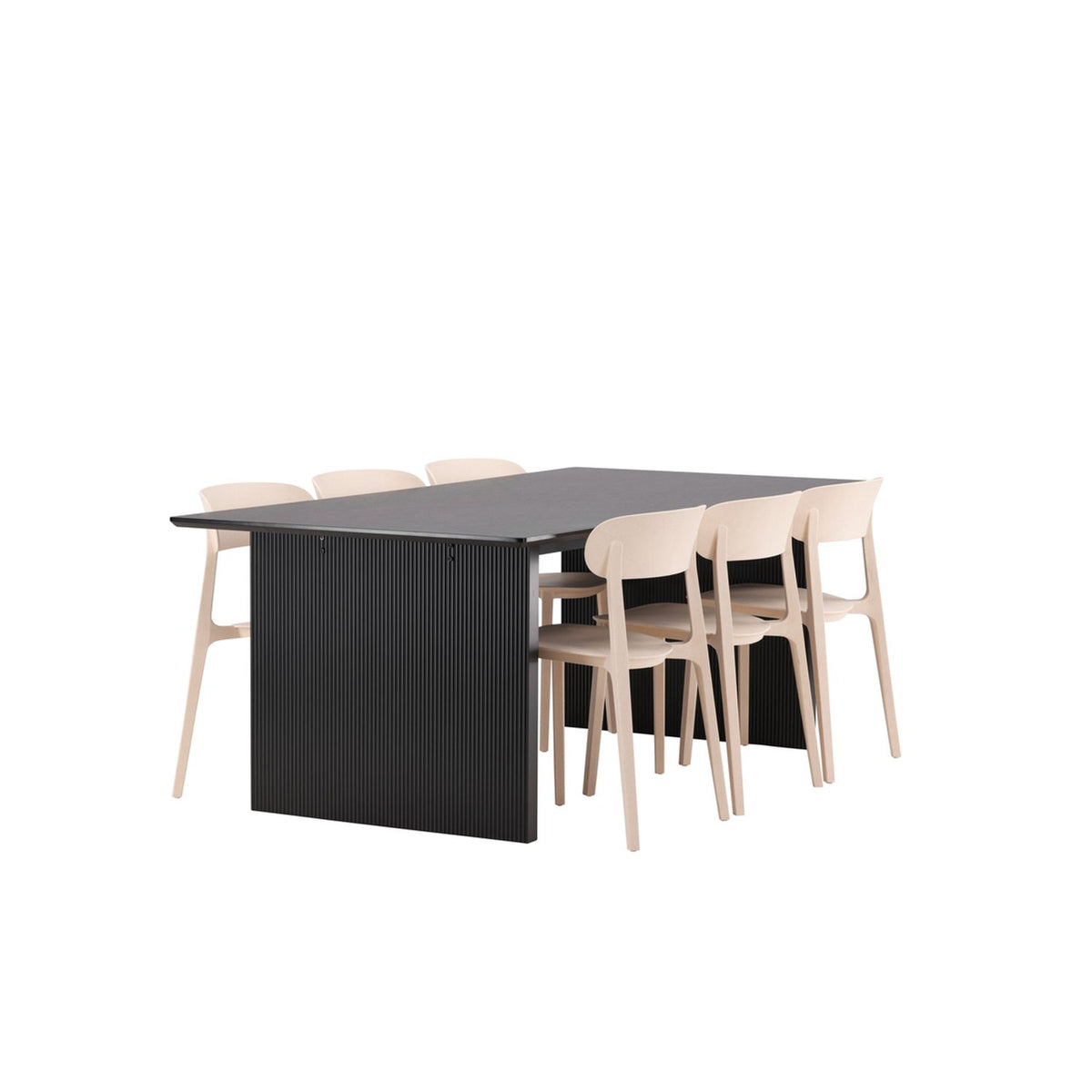 Vail, Åstol Rektangulär matgrupp Beige, Svart, 200 x 100