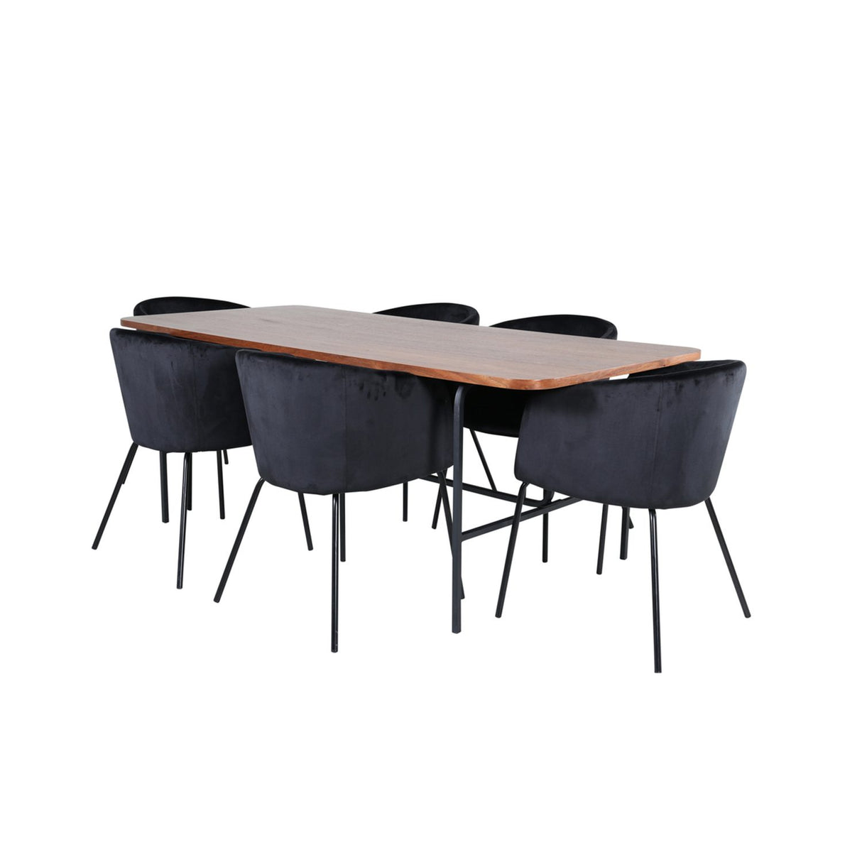 Uno, Berit Rektangulär matgrupp Svart, Natur, 6st