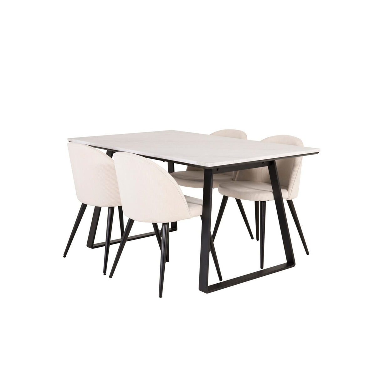 Estelle, Velvet Rektangulär matgrupp Svart, Kräm, Svart,Vitt, 140 x 90