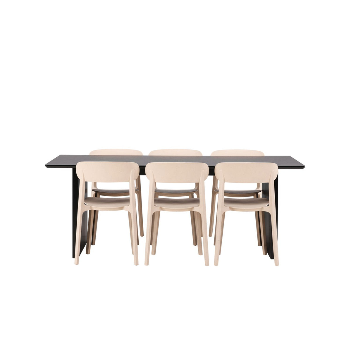 Vail, Åstol Rektangulär matgrupp Beige, Svart, 200 x 100