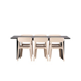Vail, Åstol Rektangulär matgrupp Beige, Svart, 200 x 100