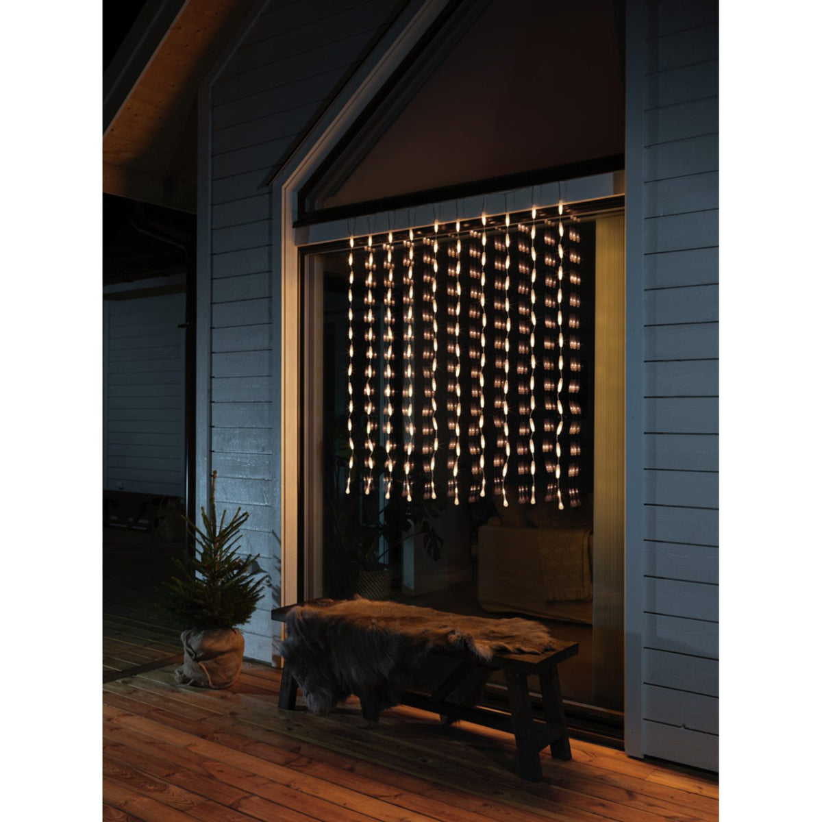 Gardin Droppar LED Ljusslinga Ute 140x120 cm, Amber