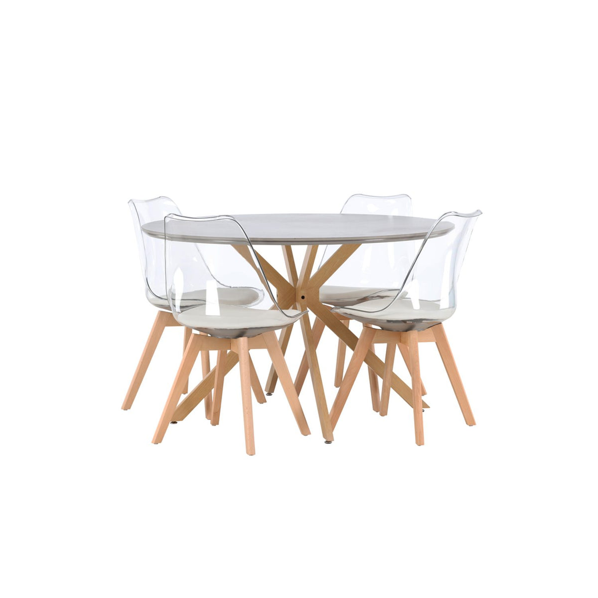 Piazza, Edvin Rund matgrupp Natur, Transparent, Vit, Grå, ⌀120