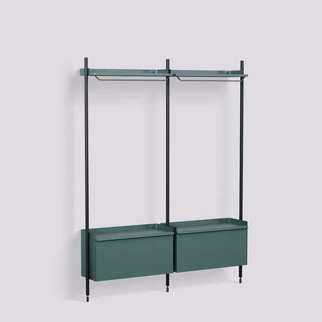 Pier System 1002 2 sektioner 162 × 34 × 209 cm Hyllsystem PS Blue, Black – anodiserad aluminium
