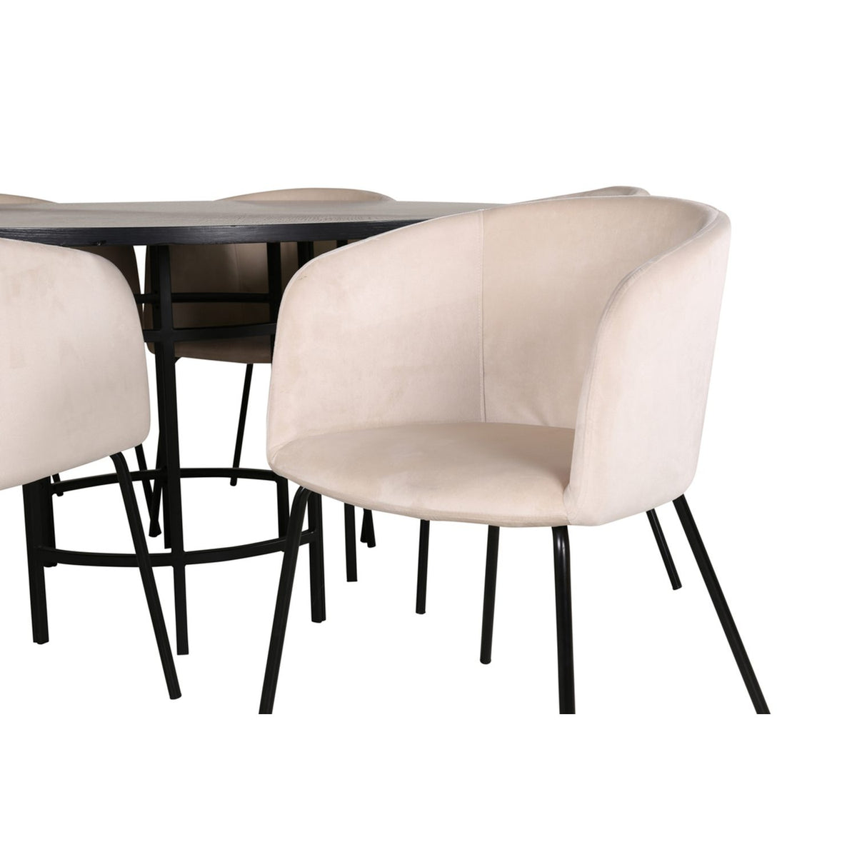 Copenhagen, Berit Rund matgrupp Beige,Svart, Svart, ⌀140