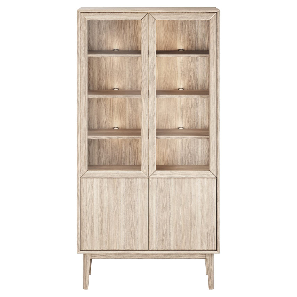 Broholm Vitrinskåp Glassidor & Trädörrar 100x197 cm Vitoljad Ek