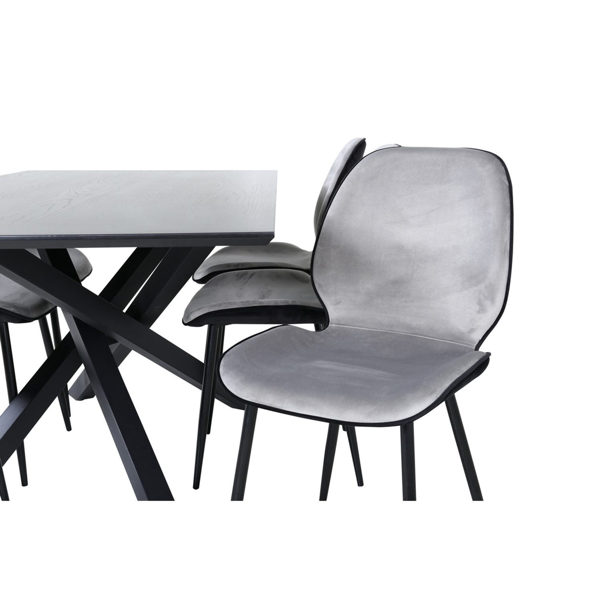 Piazza, Emma Rektangulär matgrupp Svart,Grå, Svart, 180 x 90