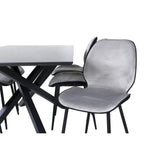 Piazza, Emma Rektangulär matgrupp Svart,Grå, Svart, 180 x 90