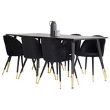 Dipp, Velvet Rektangulär matgrupp Svart,Guld, Svart,Guld, 180 x 90