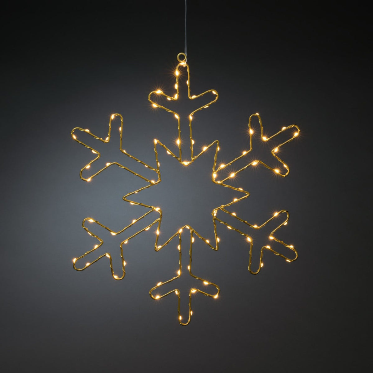 Metallsnöflinga hängande 100 amber LED 46 cm Ljusdekoration Inne Guld
