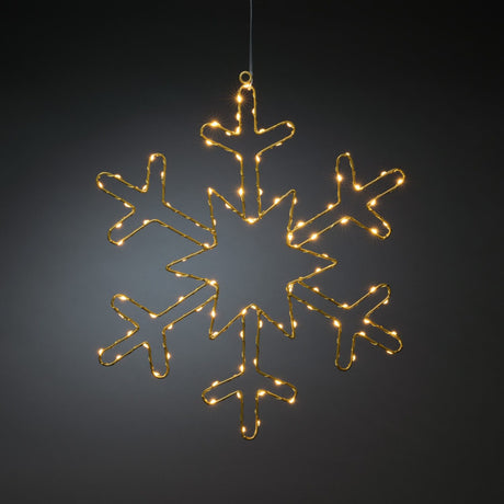 Metallsnöflinga hängande 100 amber LED 46 cm Ljusdekoration Inne Guld