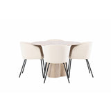 Olivia, Berit Rund matgrupp Beige, Vitputsad, 4st