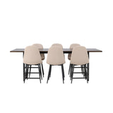Ystad, Polar Rektangulär matgrupp Beige,Svart, Svart, mocka, 220 x 100