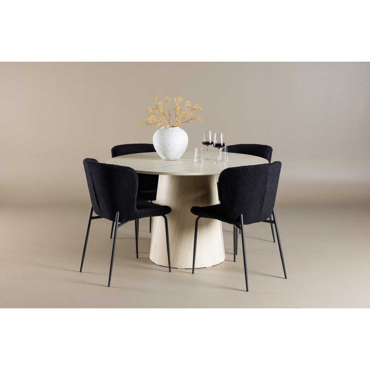Lanzo, Modesto Rund matgrupp Svart, Vitlaserad, ⌀120