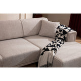 Hanoi (250-140 x 85 x 77 cm) Hörnsoffa-bäddsoffa Ljusbrun, Höger