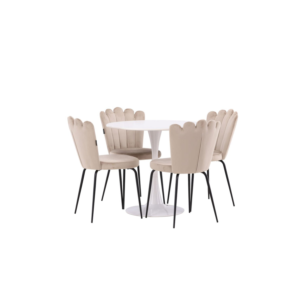Hamden, Limhamn Rund matgrupp Beige, svart, Vit, ⌀80