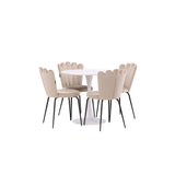 Hamden, Limhamn Rund matgrupp Beige, svart, Vit, ⌀80