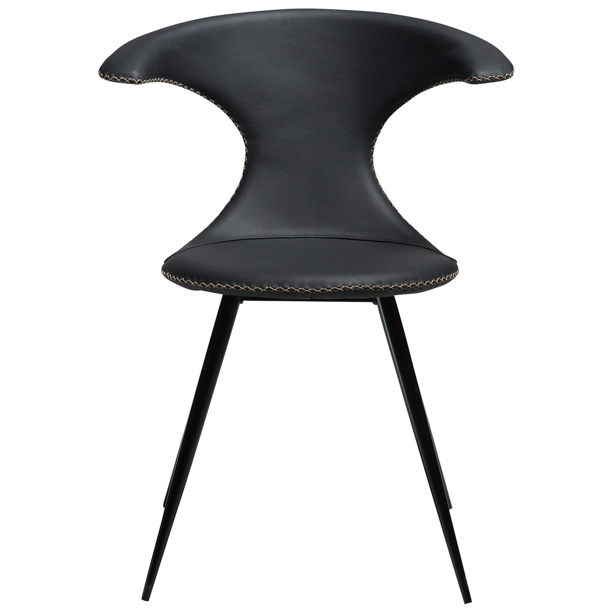 Flair Stol Black Leather, Round Black