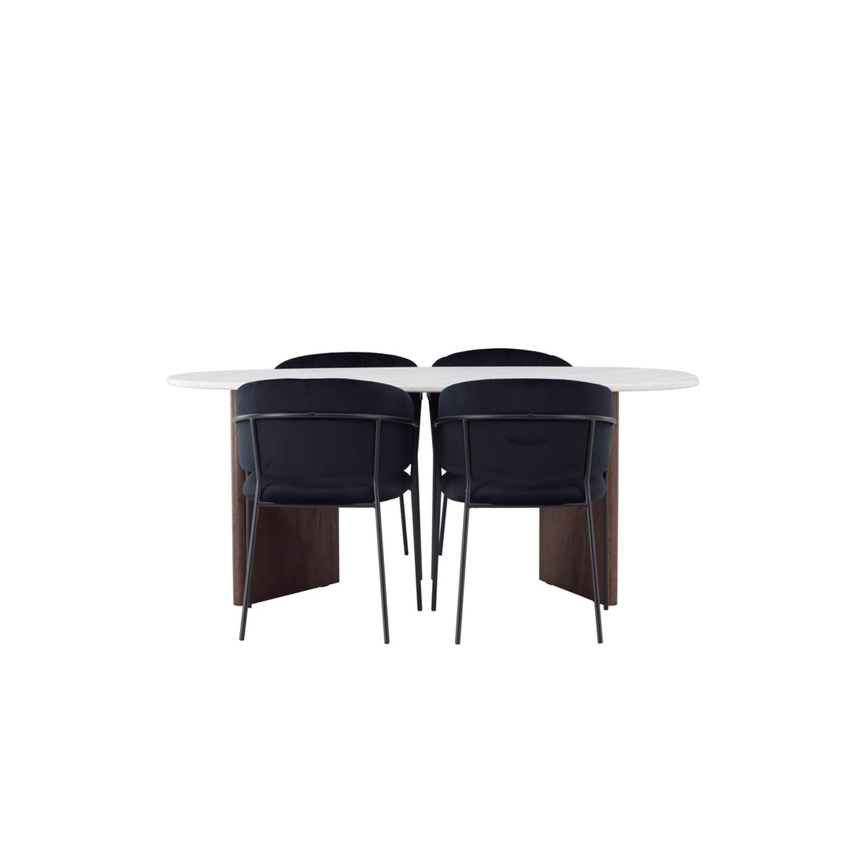 Grönvik, Selma Ovalt matgrupp Svart, Mocka, 180 x 90