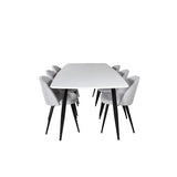 Polar, Velvet Rektangulär matgrupp Svart,Ljusgrå, Svart, Vit, 240 x 100