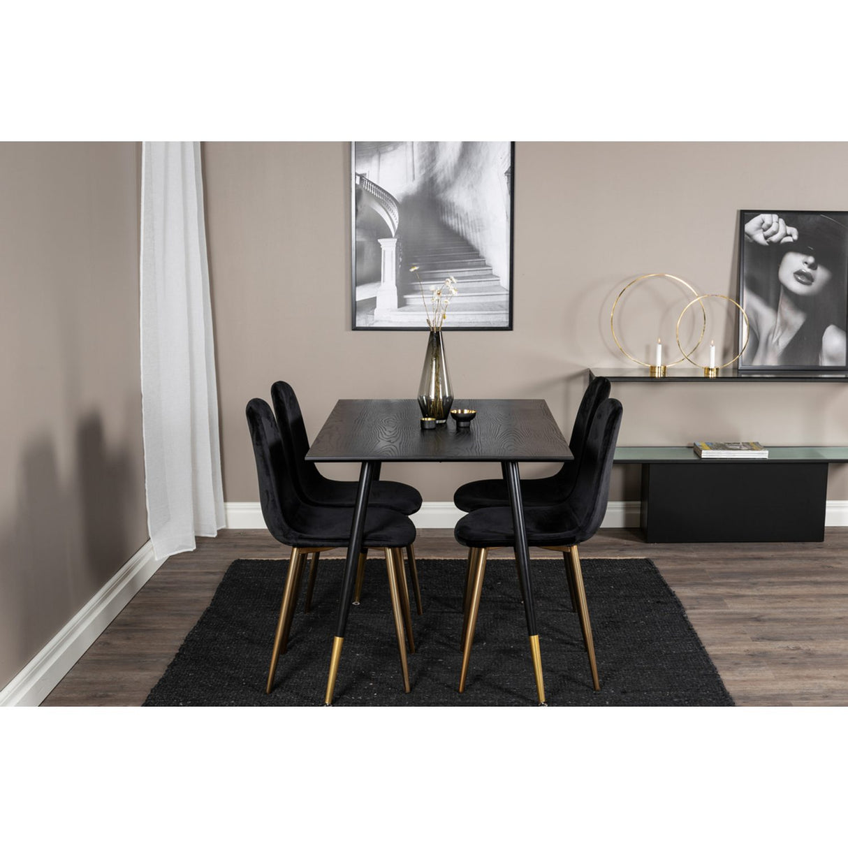 Dipp, Polar Rund matgrupp Svart,Guld, Svart,Guld, 120 x 85