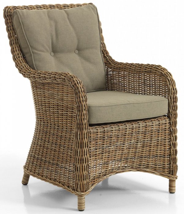 Modesto fåtölj Brunmelerad konstrotting, beige dyna