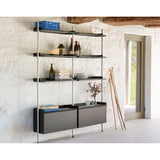 Pier System 132 2 sektioner 162 × 34 × 209 cm Hyllsystem PS Black, Black – anodiserad aluminium